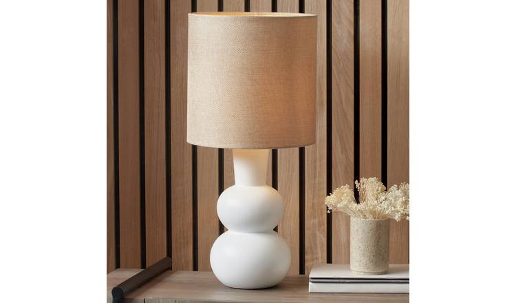 Pacific Aaliyah Ceramic Curved Table Lamp - Natural & White