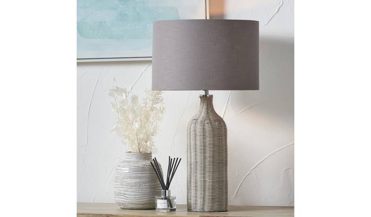 Pacific Anika Rattan Bottle Table Lamp - Grey