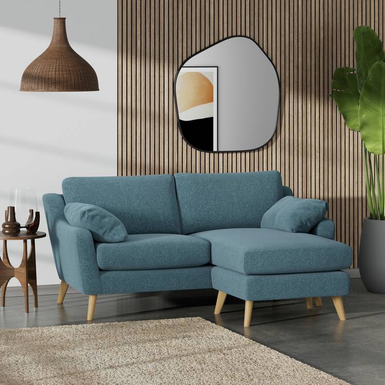 Habitat Ivor Right Hand Corner Sofa - Blue - Ash Leg 0