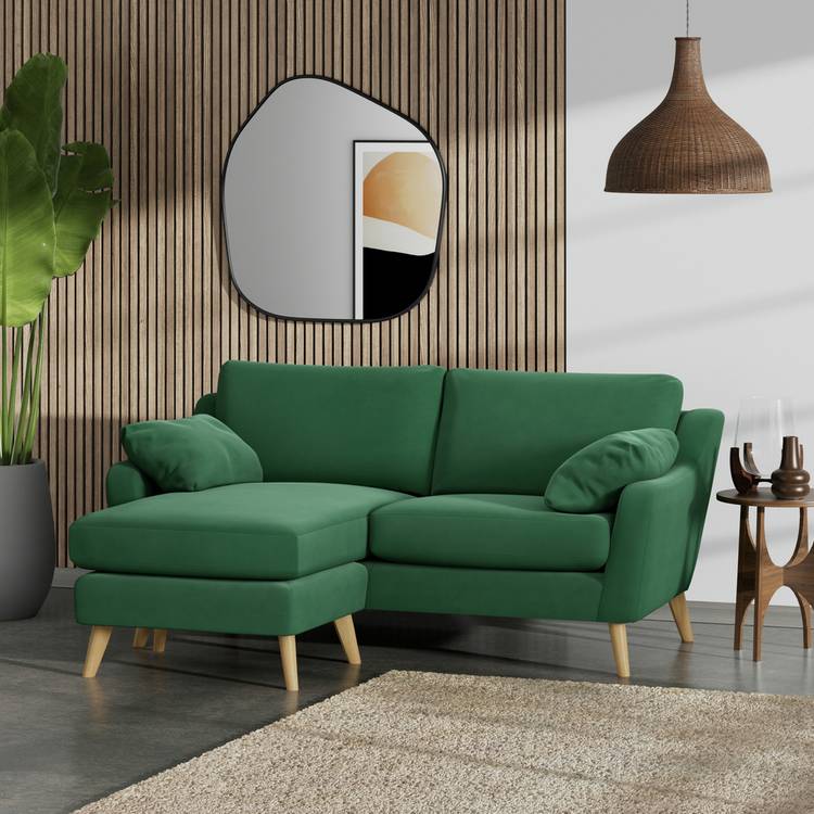Habitat Ivor Left Hand Corner Sofa - Green - Ash Leg 0