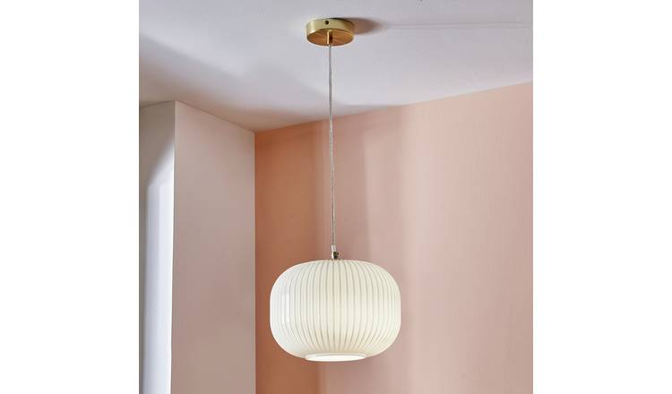 Pacific Bella Glass Pendant Light - White & Gold