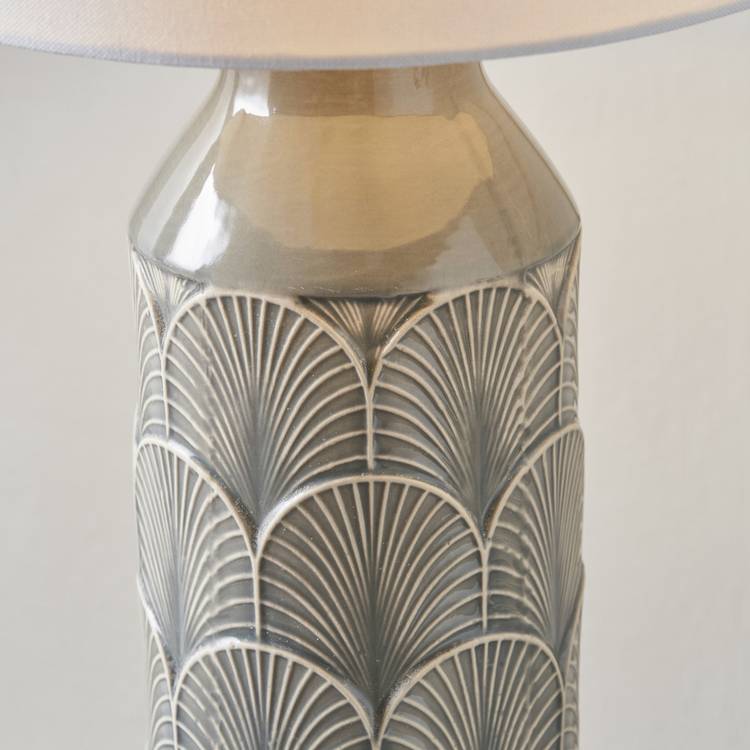 Pacific Bethan Ceramic Embossed Table Lamp - Grey & Ivory 0