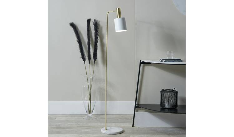 Pacific Biba Marble Footed Floor Lamp - Gold & White