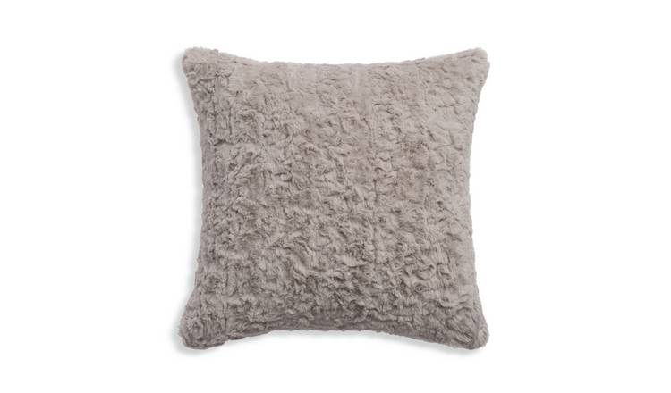 Habitat Faux Fur Textured Cushion - Neutral - 43x43cm