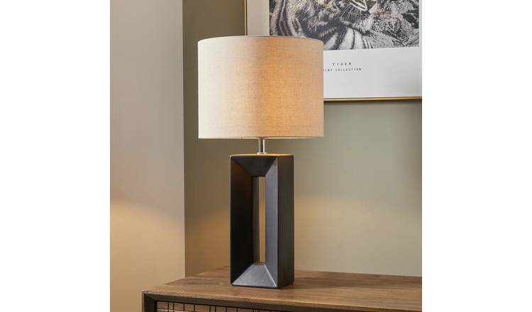 Pacific Block Ceramic Tall Table Lamp - Black & Cream