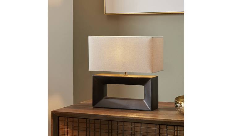 Pacific Block Ceramic Rectangular Table Lamp - Black & Cream