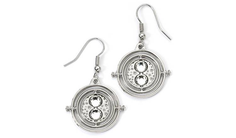 Harry Potter Silver Tone Time Turner Drop Earrings