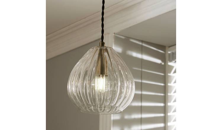 Pacific Ella Glass Teardrop Pendant Light - Brass