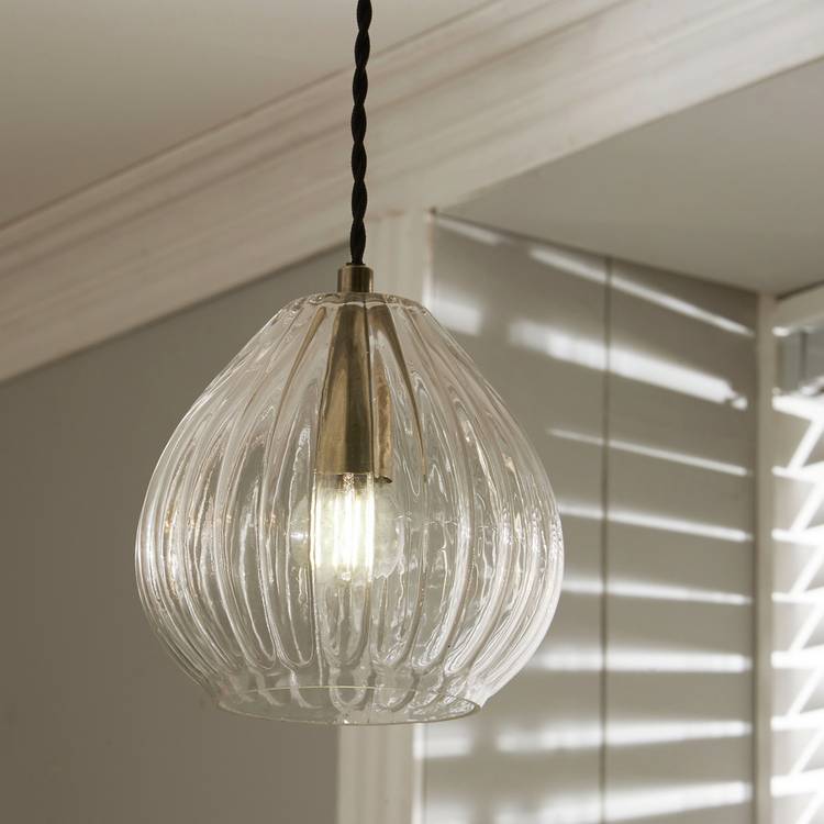 Pacific Ella Glass Teardrop Pendant Light - Brass 0
