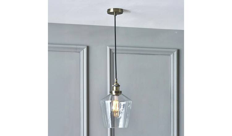Pacific Emmanuelle Glass Cloche Pendant Light - Brass
