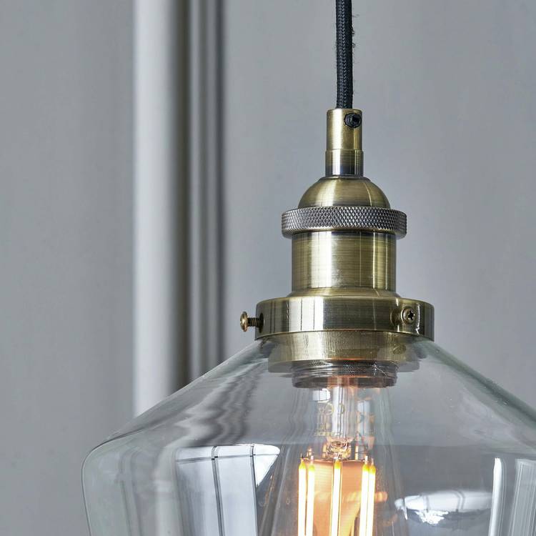 Pacific Emmanuelle Glass Cloche Pendant Light - Brass 0