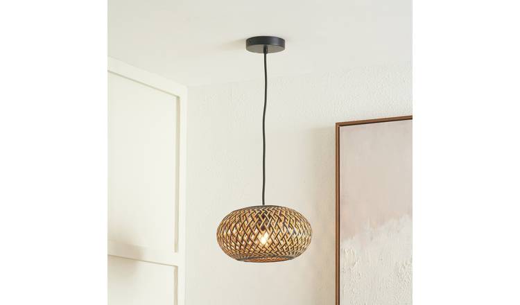 Pacific Evianna Rattan Pendant Light - Natural & Black