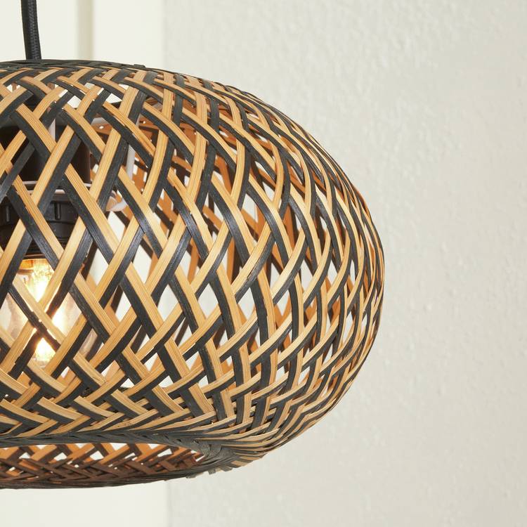 Pacific Evianna Rattan Pendant Light - Natural & Black 0