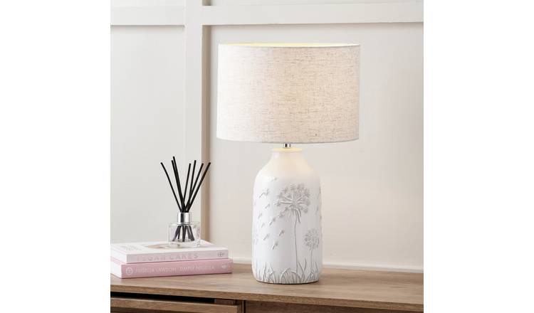 Pacific Flora Ceramic Table Lamp - White & Grey