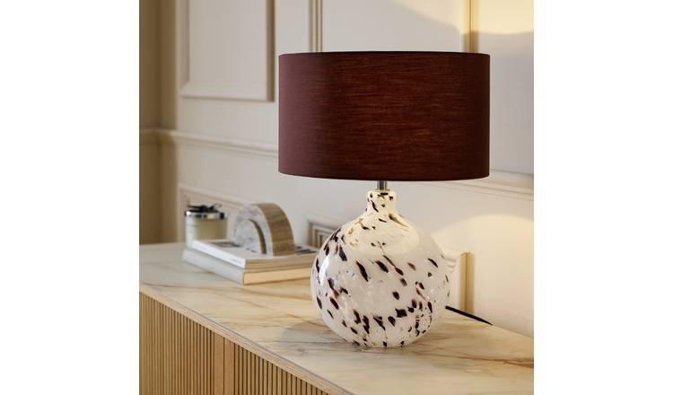 Habitat Confetti Glass Table Lamp - Grey & Brown