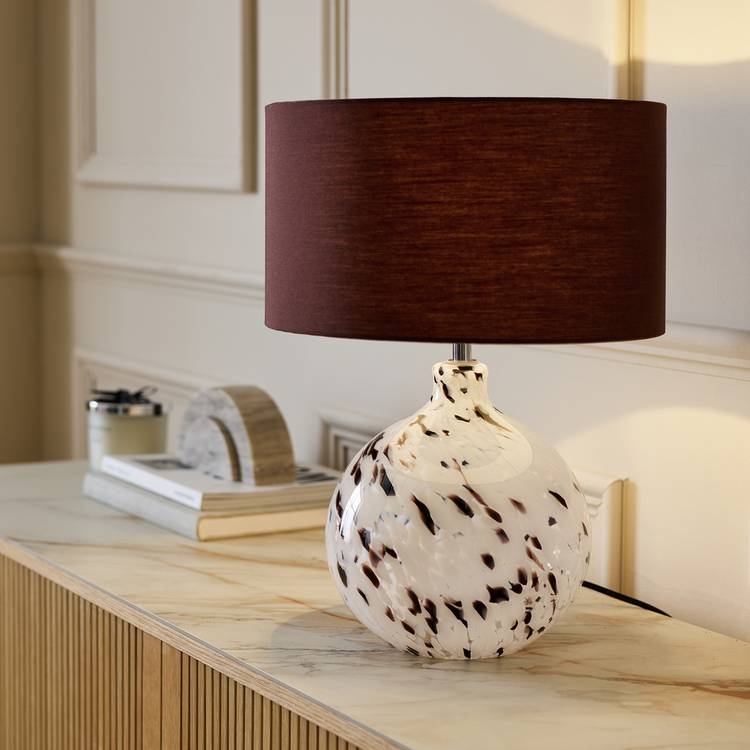 Habitat Confetti Glass Table Lamp - Grey & Brown 0