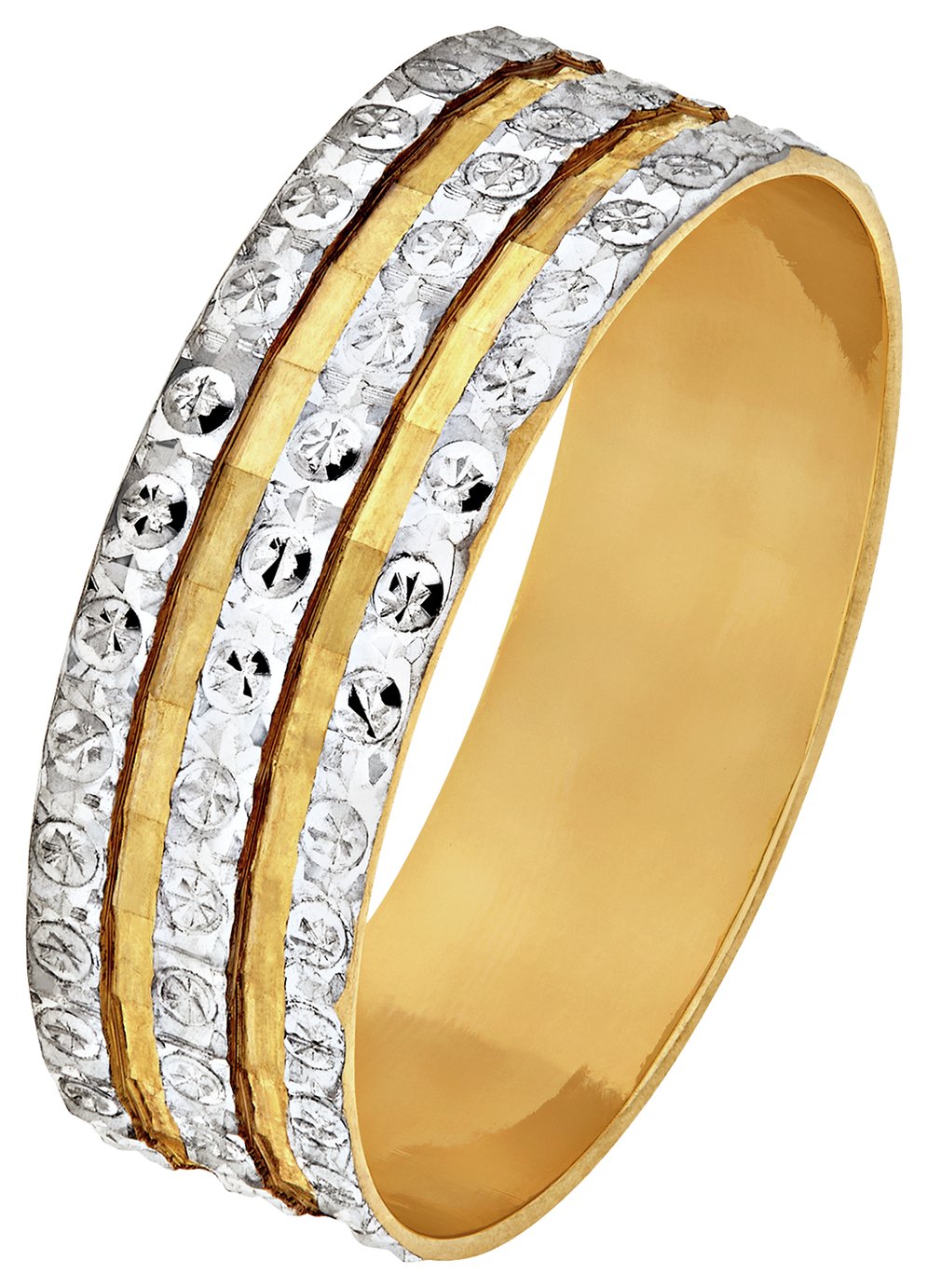 Revere 9ct Gold Diamond Cut Sparkle Wedding Ring - Q
