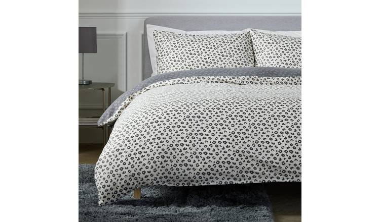 Argos Home Leopard Print Grey Bedding Set - King size