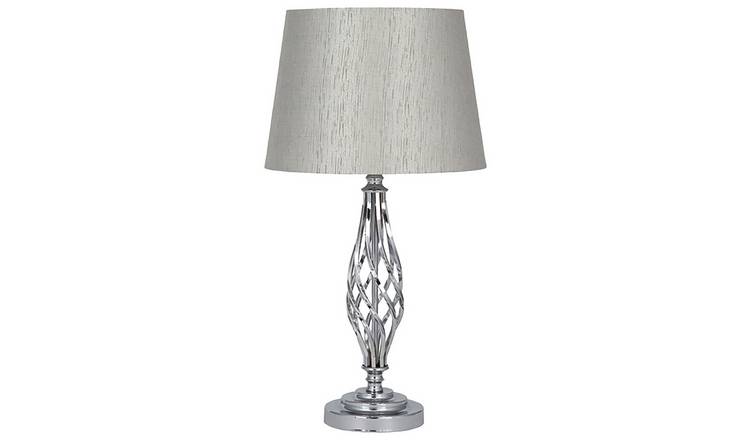 Pacific Jenna Metal Twist Detail Table Lamp - Chrome