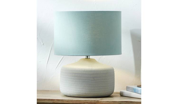 Pacific Kai Textured Ceramic Table Lamp - Duck egg & Natural