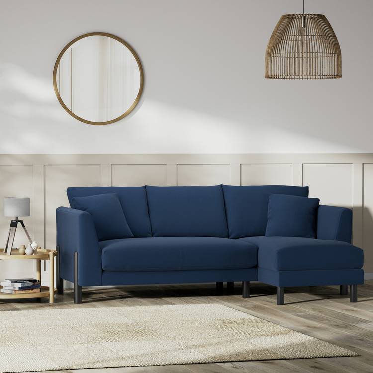 Habitat Aston Right Hand Corner Sofa - Navy Blue - Black Leg 0