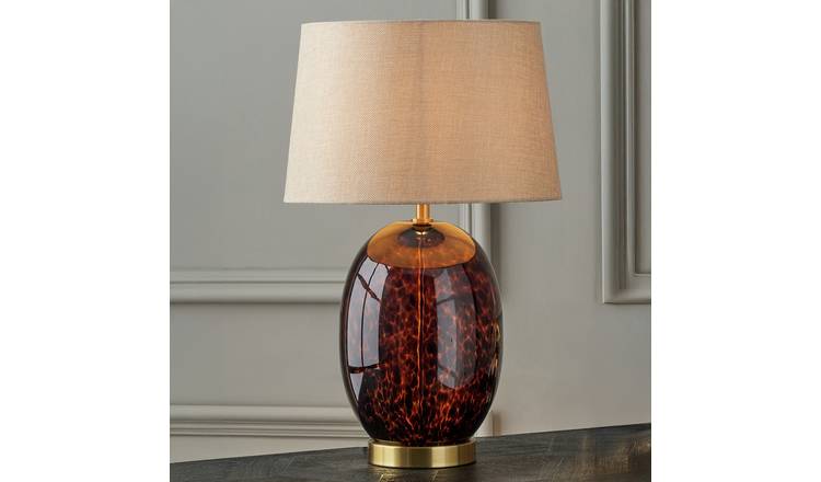 Pacific Lucien Tortoiseshell Glass Tall Table Lamp - Brown