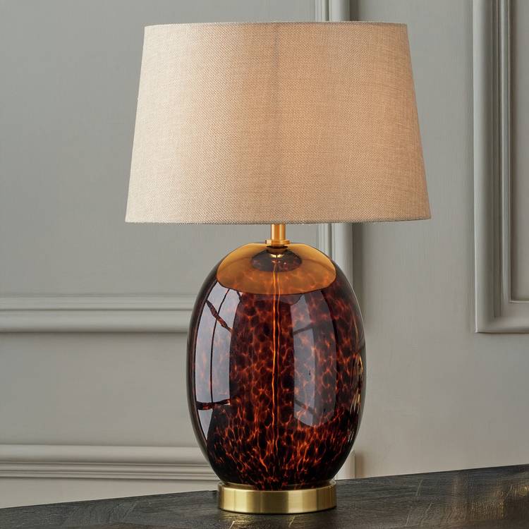 Pacific Lucien Tortoiseshell Glass Tall Table Lamp - Brown 0
