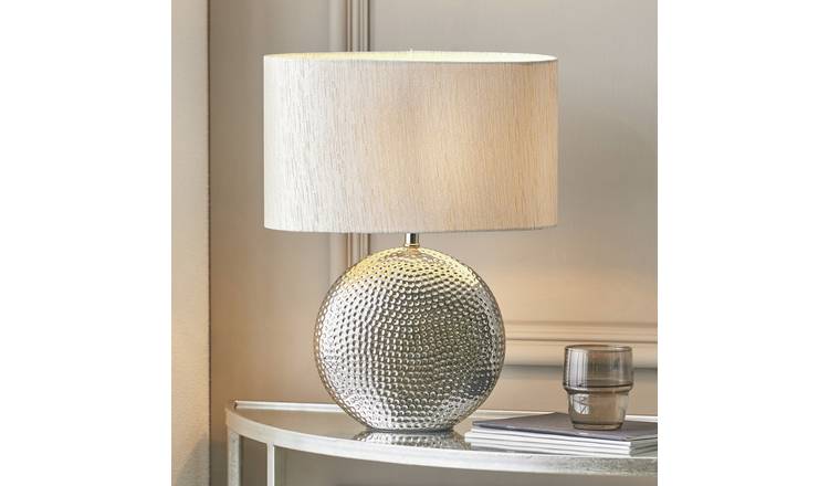 Pacific Mabel Ceramic Dot Textured Table Lamp - Chrome