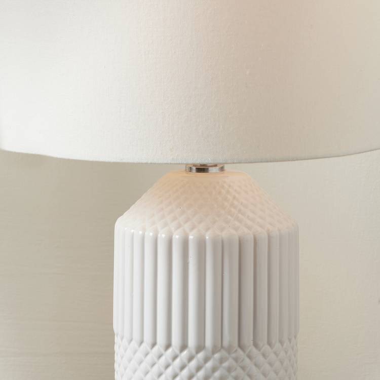 Pacific Meribel Ceramic Geo Textured Tall Table Lamp - White 0