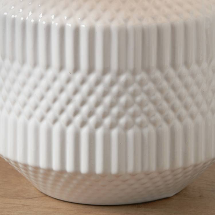 Pacific Meribel Ceramic Geo Textured Table Lamp - White 0