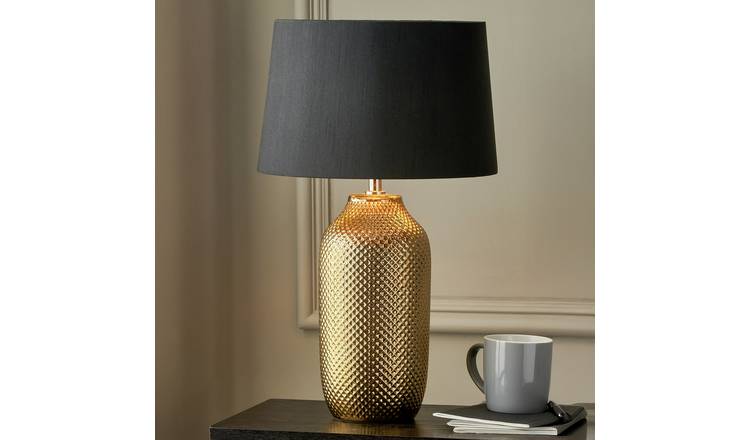 Pacific Nova Ceramic Textured Table Lamp - Gold & Black