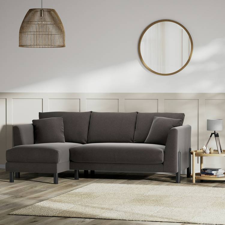 Habitat Aston Left Hand Corner Sofa - Slate Grey - Black Leg 0