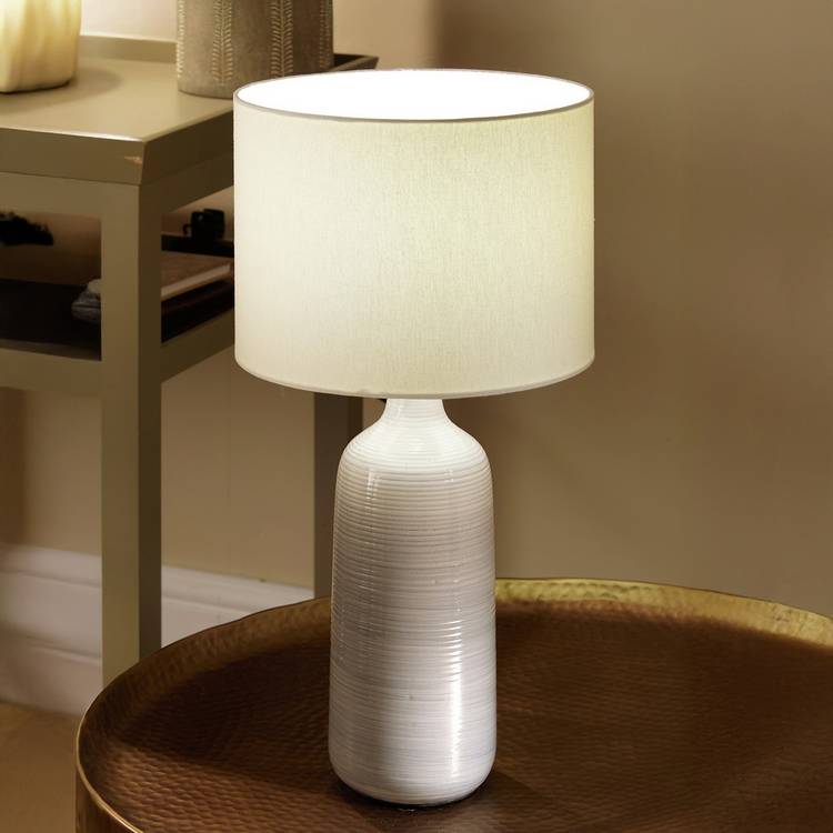 Pacific Venus Ceramic Ribbed Table Lamp - Grey 0