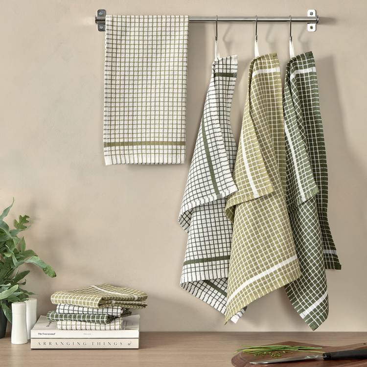Argos Home Terry Pack of 8 Tea Towels - Green 0