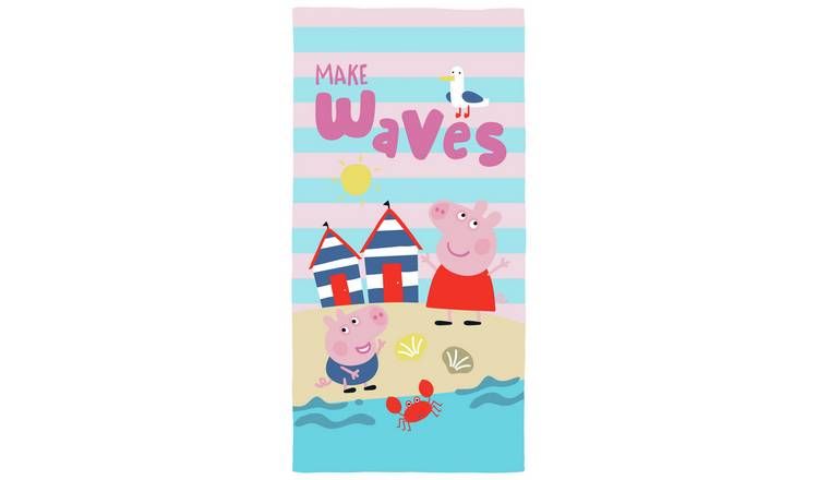 Peppa Pig Waves Beach Towel - Pink & Blue