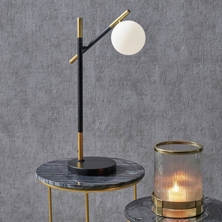 Pacific Wanda Metal Orb Table Lamp - Black & White 0