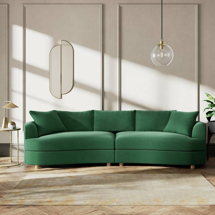 Habitat Sacha Fabric 4 Seater Sofa - Green - Ash Leg 0
