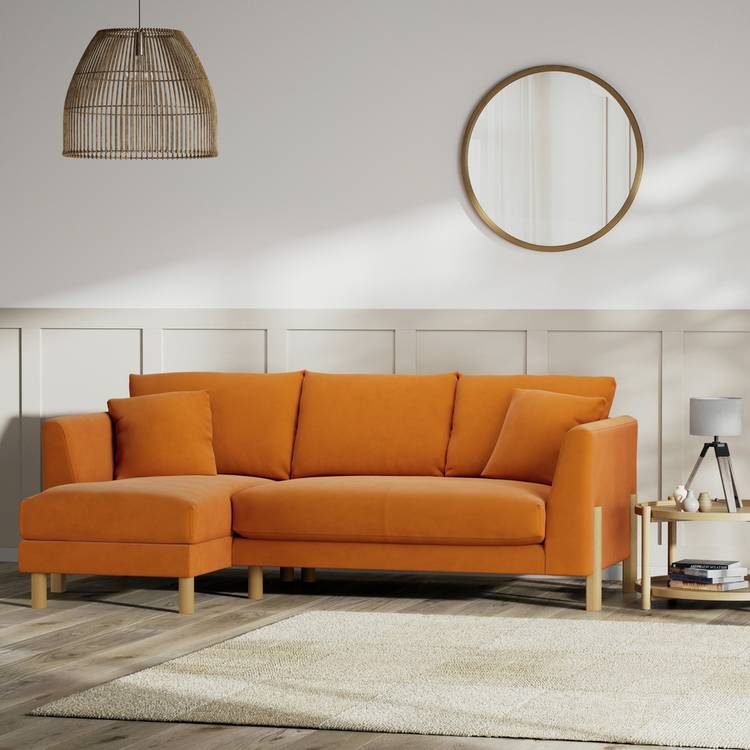 Habitat Aston Left Hand Corner Sofa - Orange - Ash Leg 0