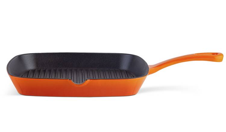 Habitat 23cm Cast Iron Griddle Pan - Orange