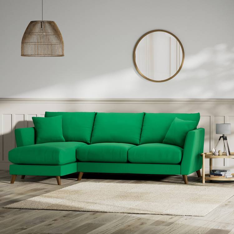 Habitat Lomond Left Hand Corner Sofa - Green - Dark Leg 0