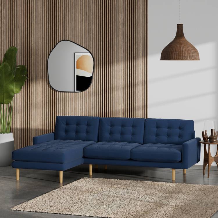 Habitat Fenner Left Hand Corner Sofa - Navy Blue - Ash Leg 0