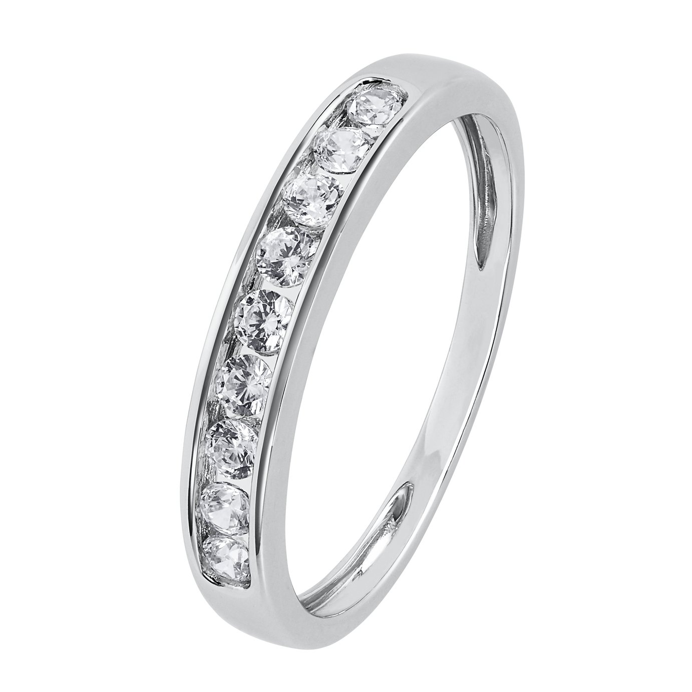 Revere 9ct White Gold Cubic Zirconia Eternity Ring - H