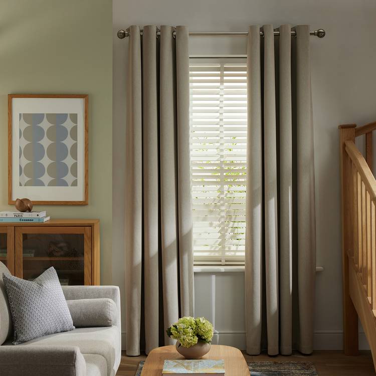 Habitat Textured Plain Blackout Eyelet Curtains - Neutral 0