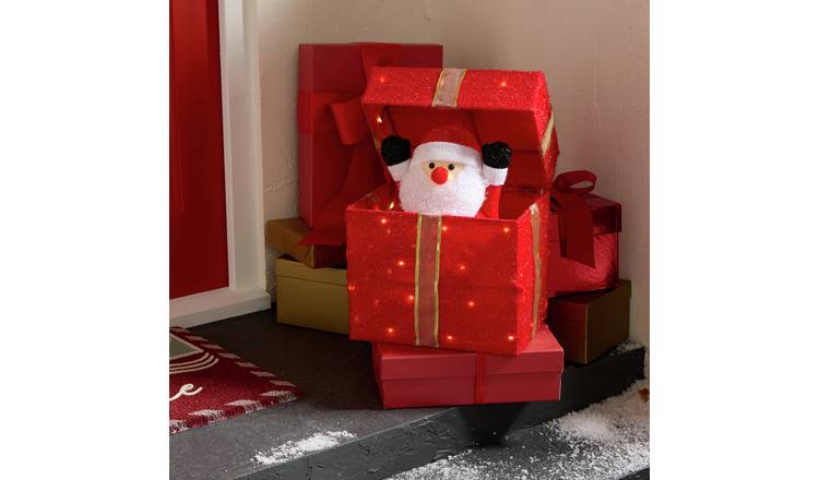 Argos Home Animated Light Up Santa Gift Box