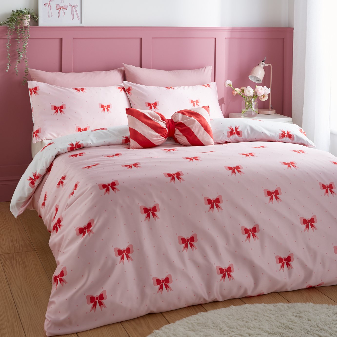 Sassy B Dotty Bows Pink Bedding Set - Single