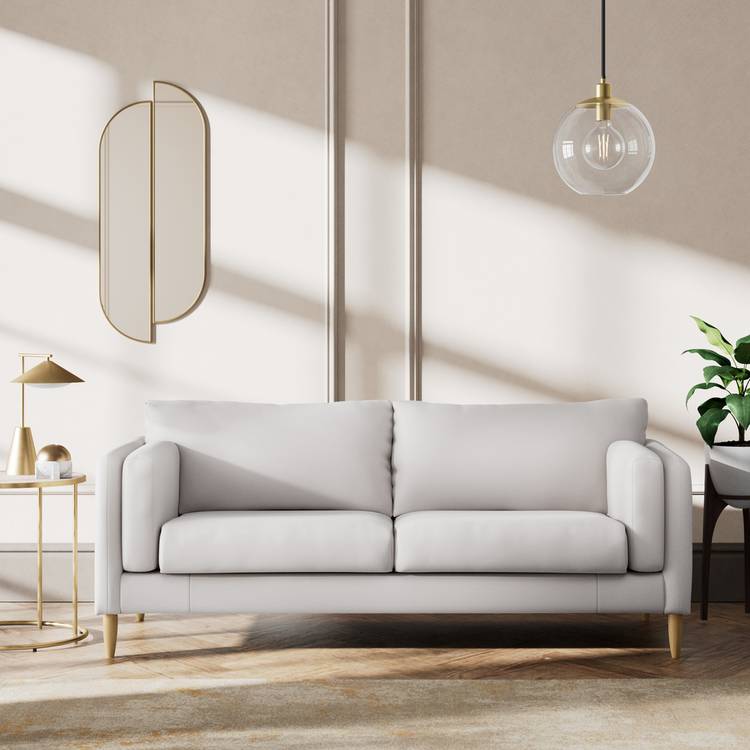 Habitat Newington Fabric 3 Seater Sofa - Natural - Ash Leg 0