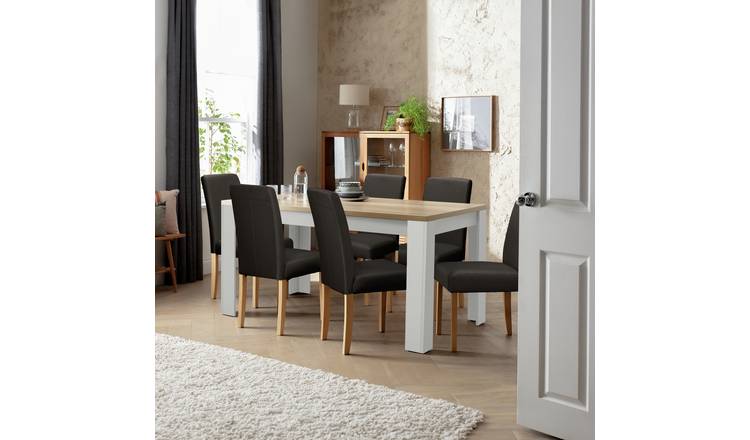 Argos Home Wood Effect Dining Table & 6 Chocolate Chairs