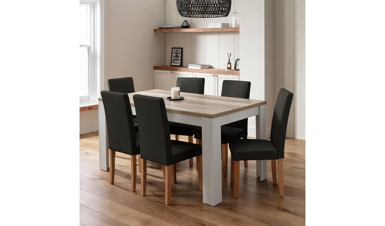 Argos Home Preston Grey Dining Table & 6 Chocolate Chairs
