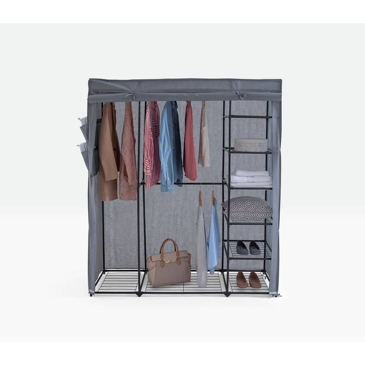 Argos Home Covered Triple Wardrobe with Storage - Grey 0