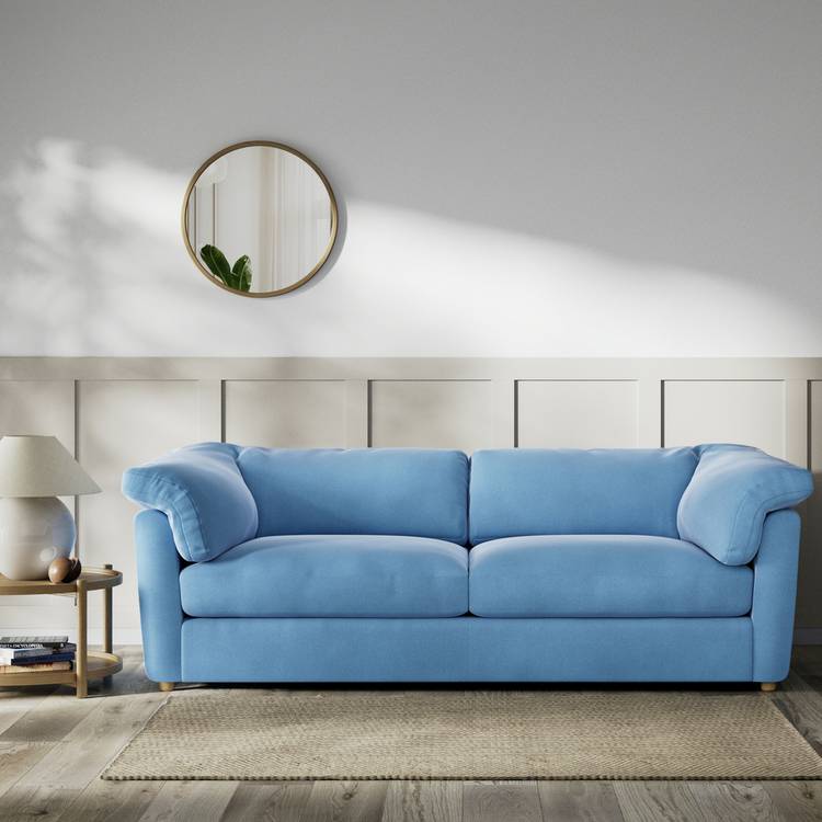 Habitat Wynn Velvet 4 Seater Sofa - Sky Blue - Ash Leg 0